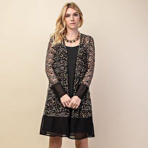 NEW VOCAL ANIMAL PRINT LEOPARD lace cardigan wrap western boho plus & reg SM-3X